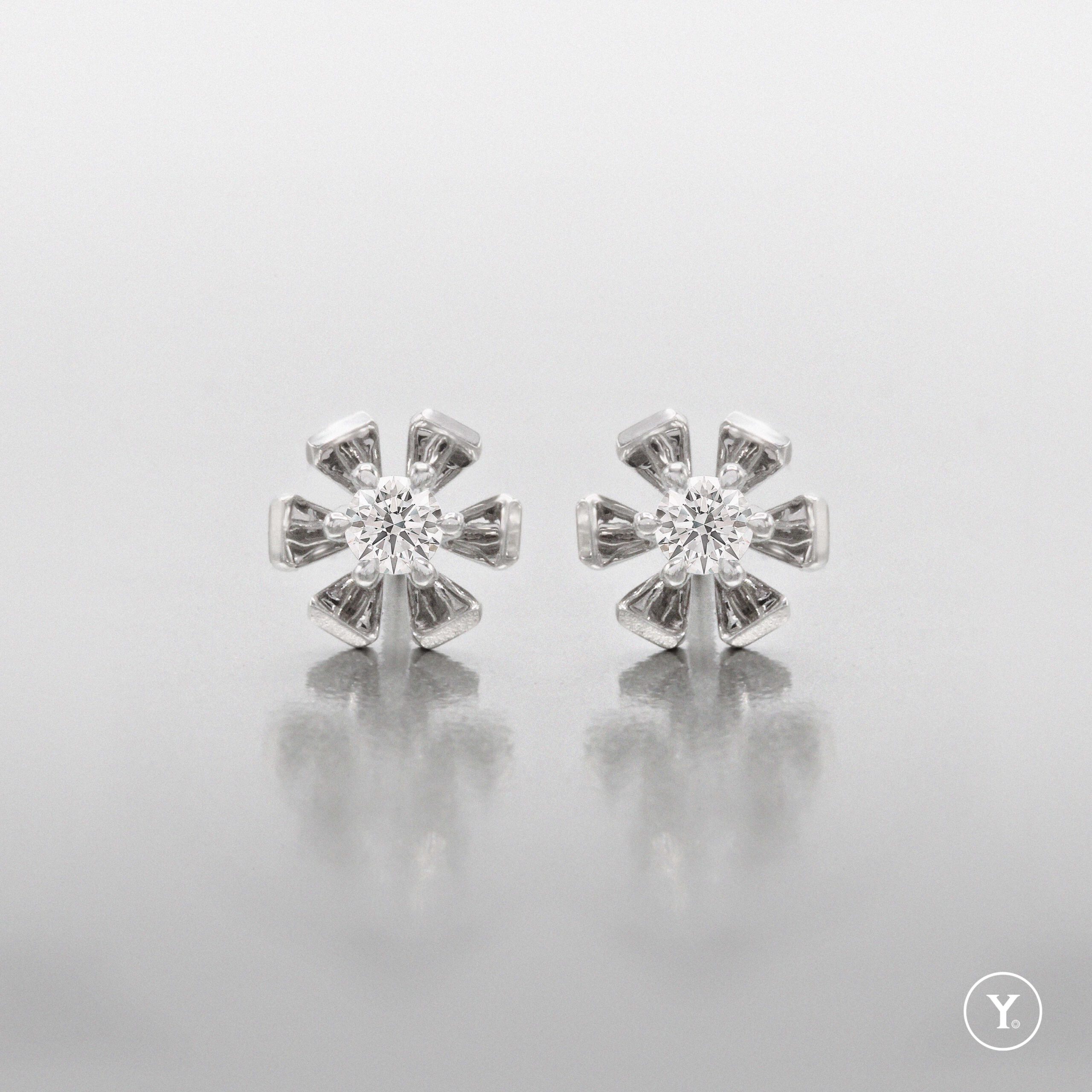 Blossom :: 14K White Gold Stud Earrings with H&amp;amp;amp;A 10pts DEF Diamond