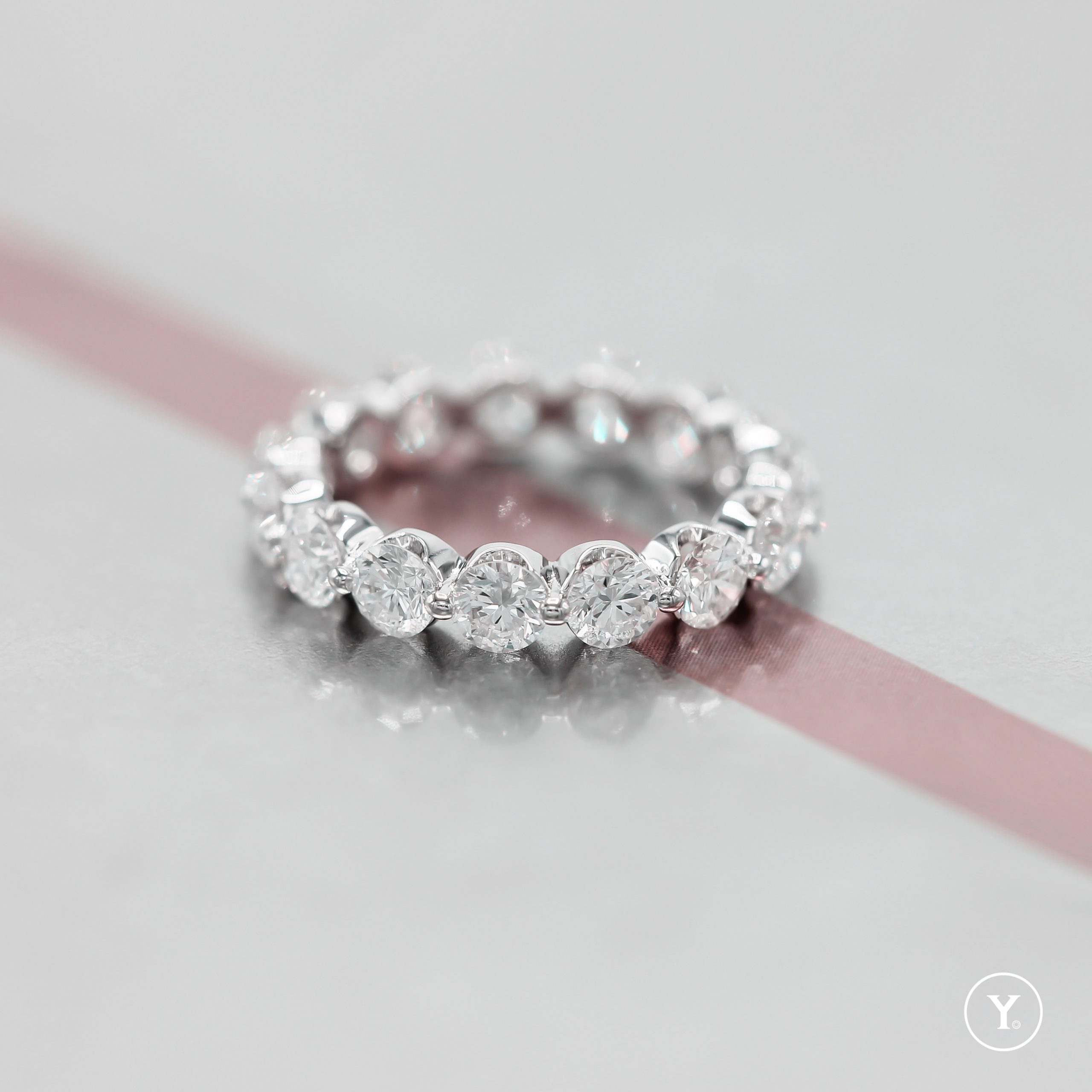 Love IS (V. 3.9) :: Eternity Ring/Band Design in 18K White Gold, 3.9mm Round Diamond for Custom Order
