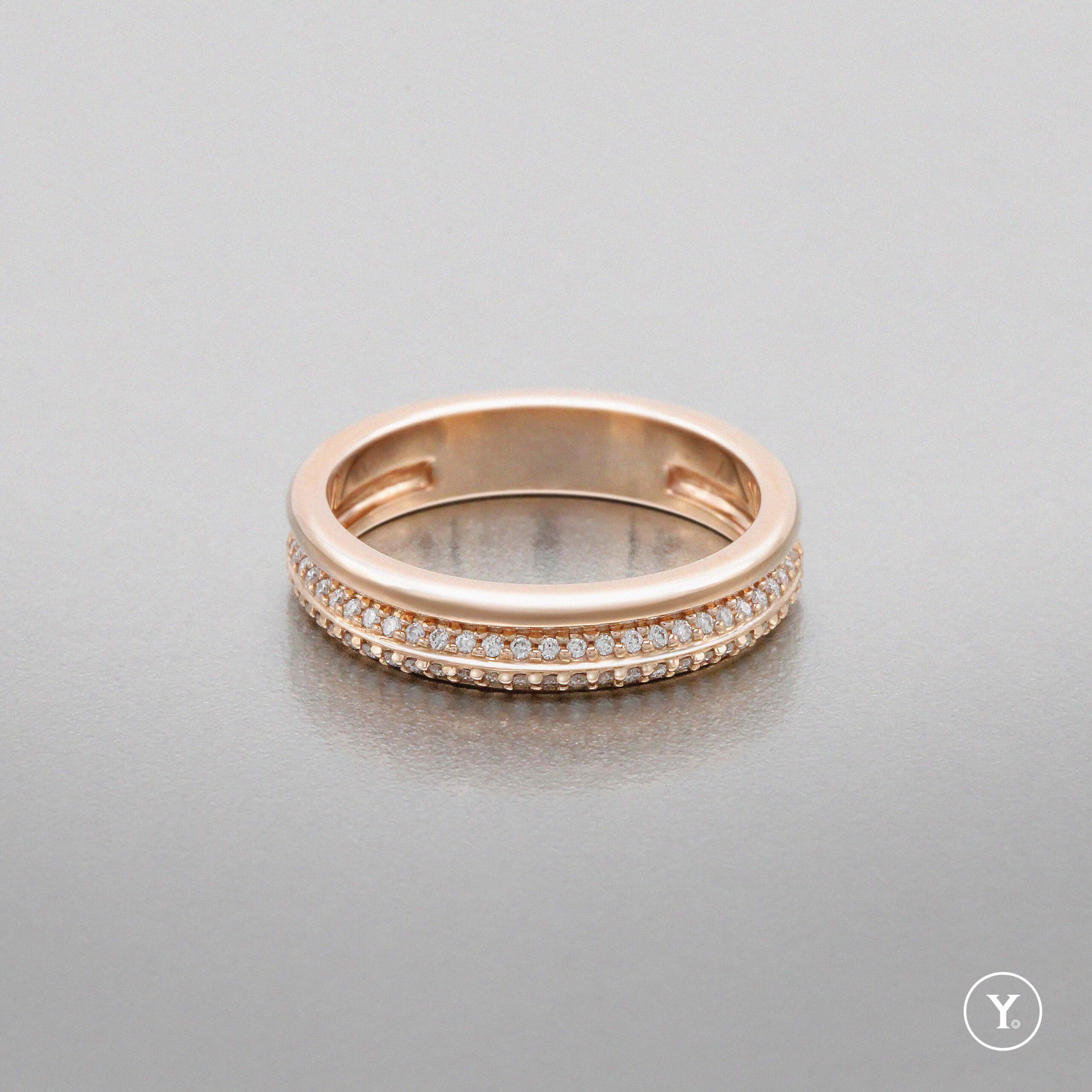 Circular Diamond Band || Diamond Designed Band in 14K Solid Gold, Rose Gold – Ring Band