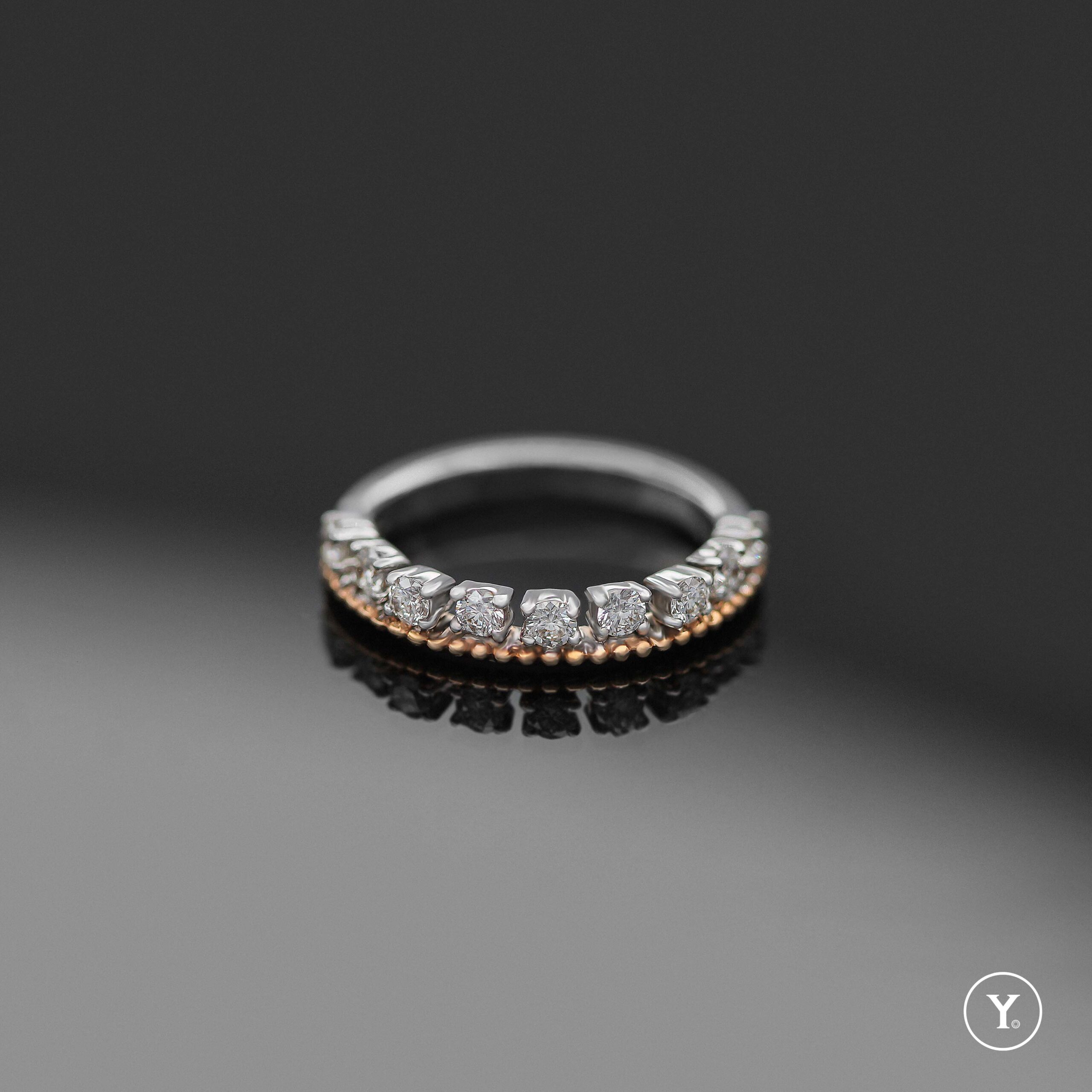 Bless (2-tone) || Diamond Ring Band in 14K Solid Gold, White &amp;amp;amp;amp; Rose Gold, Ring