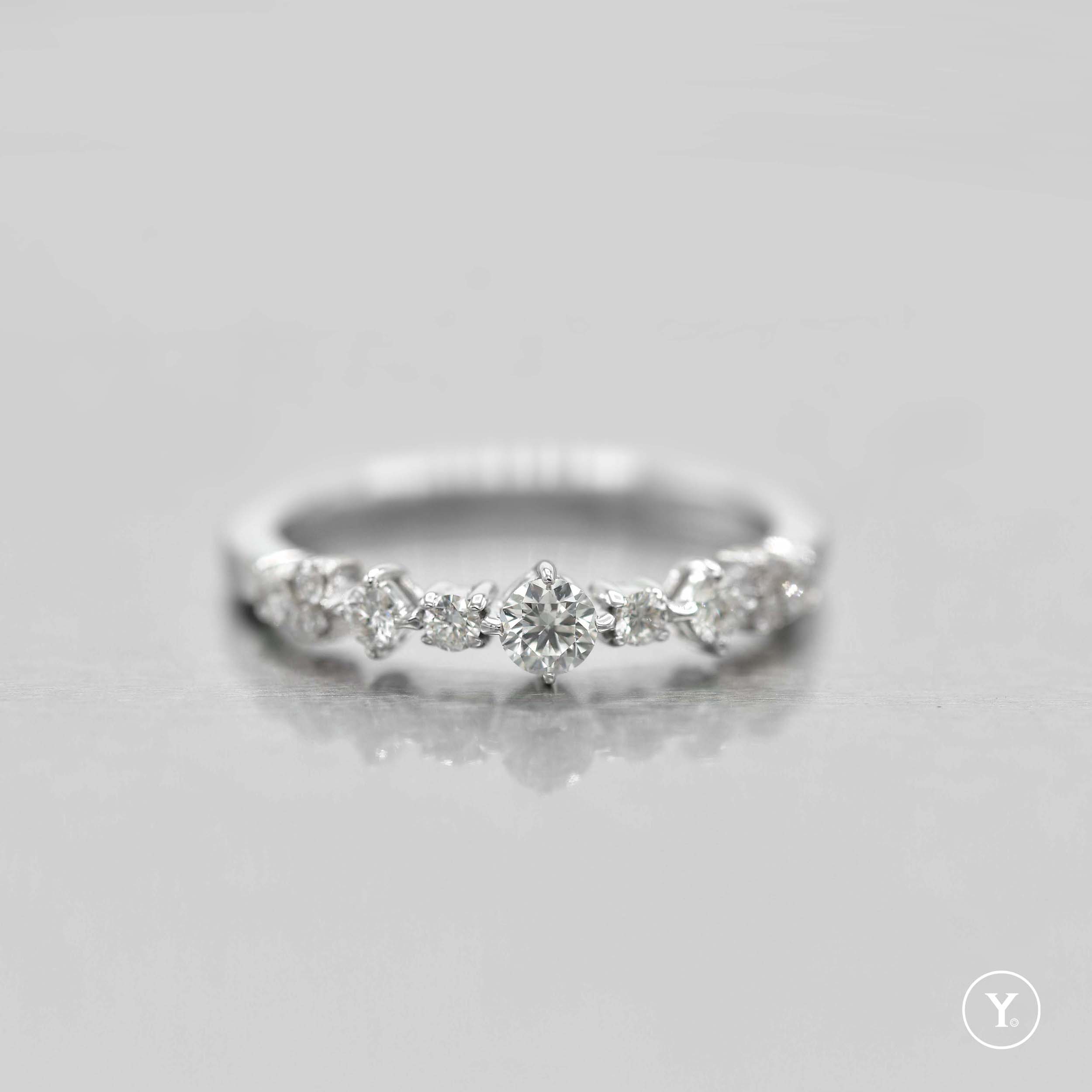 Lucent || Diamond Band Ring in 14K Solid Gold, White Gold