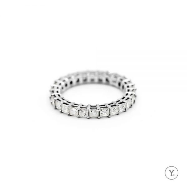 SHE :: Eternity Ring/Band in Solid Gold, 2.5mm Princess Cut Diamond - Image 3