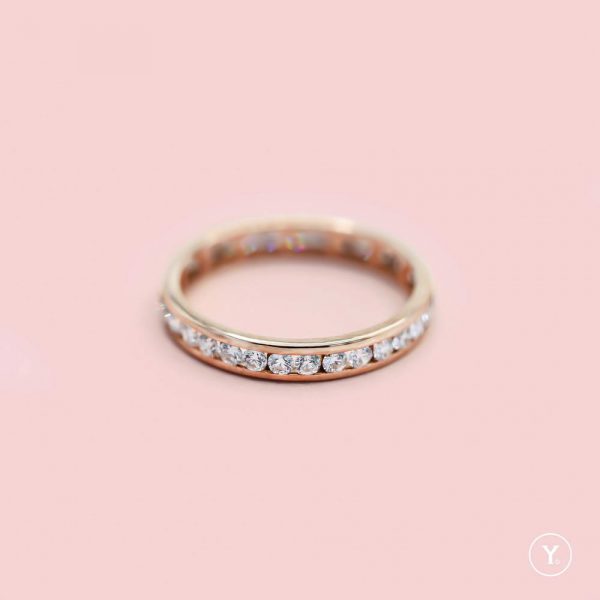 Destined :: Channel Setting Eternity Ring/Band in 18K Solid Gold, 1.7mm Round Diamond