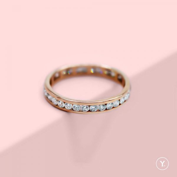 Destined :: Channel Setting Eternity Ring/Band in 18K Solid Gold, 1.7mm Round Diamond - Image 4