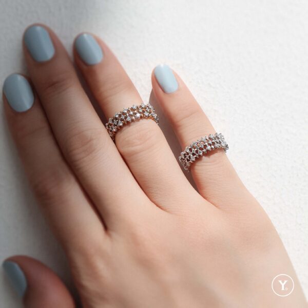 Redial || Diamond Wide Band in 14K Solid Gold, White Gold - Image 2