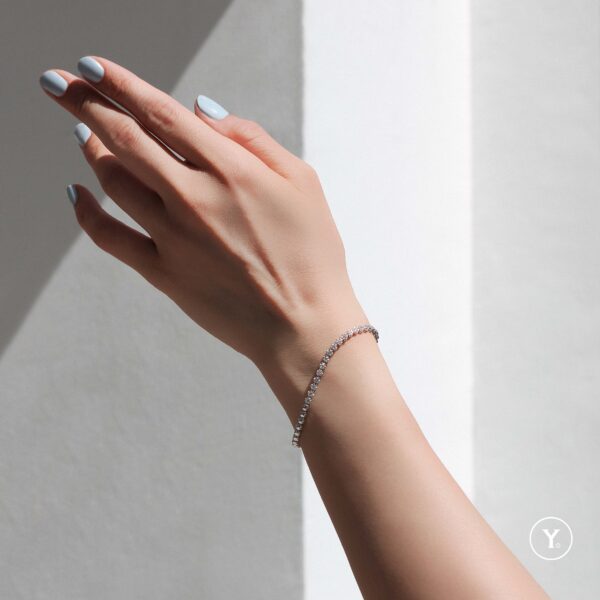 Tous les Jours :: Round Diamond Tennis Bracelet in 18K Yellow Gold (White Gold Plated), Solid Gold - Image 4