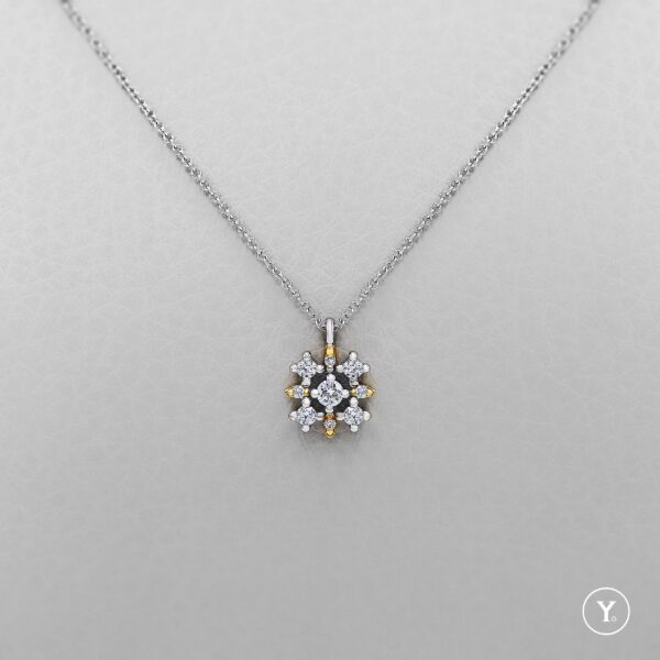 Repeat || Diamond Chain Pendant in 18K Solid Gold, Two-Tone Jewelry, White & Yellow Gold