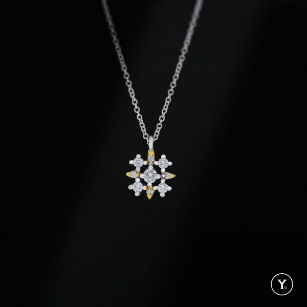 Repeat || Diamond Chain Pendant in 18K Solid Gold, Two-Tone Jewelry, White & Yellow Gold - Image 2
