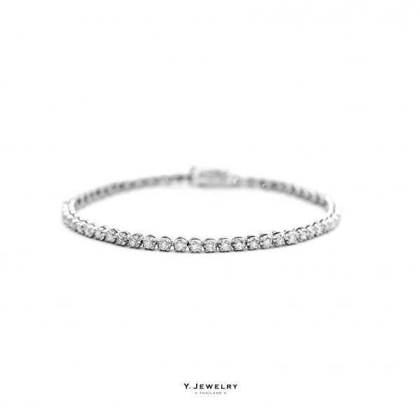 Tous les Jours :: Round Diamond Tennis Bracelet in 18K Yellow Gold (White Gold Plated), Solid Gold