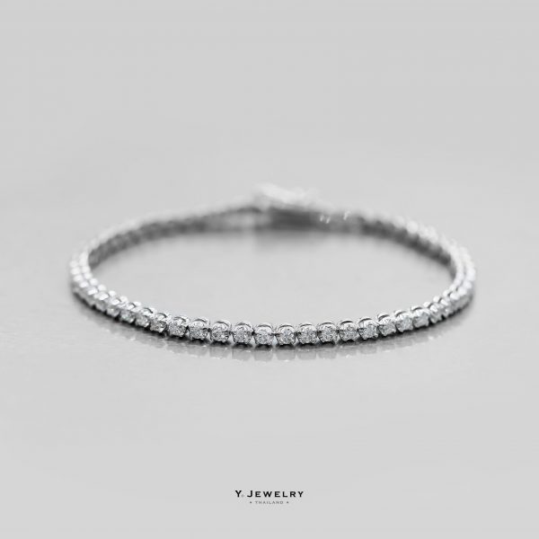 Tous les Jours :: Round Diamond Tennis Bracelet in 18K Yellow Gold (White Gold Plated), Solid Gold - Image 5