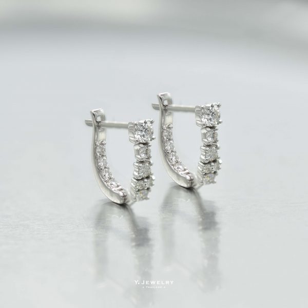 Asymmetry || Diamond Luxury Hoop Earrings in 14K Solid Gold, Diamond Huggies, Earrings