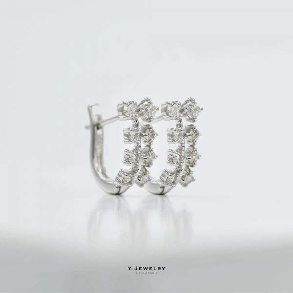 Bearings || Diamond Luxury Hoop Earrings in 14K Solid Gold, Earrings, Diamond Huggies