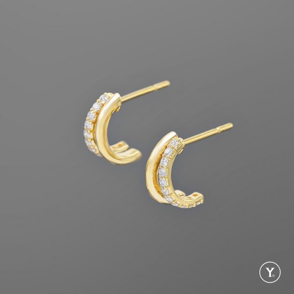 Y. Pierced Earrings || Diamond Earrings in 14K Solid Yellow Gold - Image 7