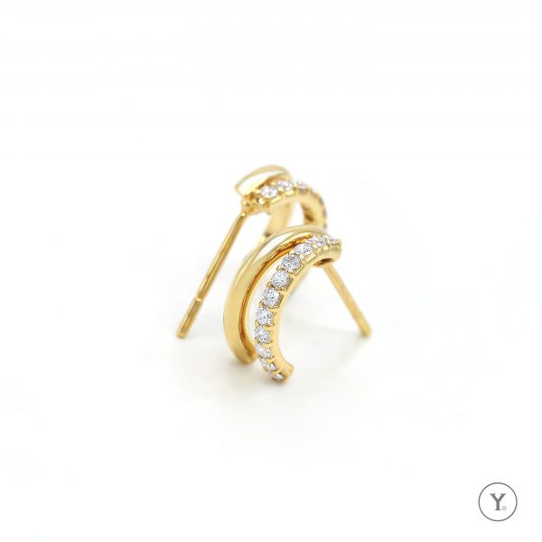 Y. Pierced Earrings || Diamond Earrings in 14K Solid Yellow Gold - Image 6