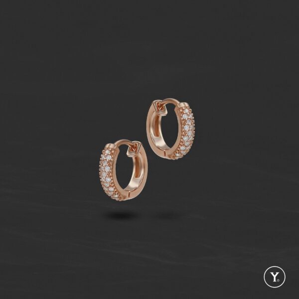 Pally Hoop, 18K Rose Gold Hoop Earrings, Huggie, Solid Gold - Image 4
