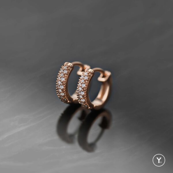 Pally Hoop, 18K Rose Gold Hoop Earrings, Huggie, Solid Gold