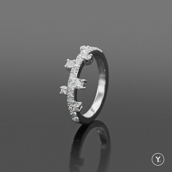 Stella Collection || Stella in Joy - Solid Gold White Gold - Diamond Ring Band - Image 2