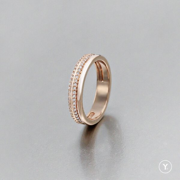 Circular Diamond Band || Diamond Designed Band in 14K Solid Gold, Rose Gold - Ring Band - Image 2
