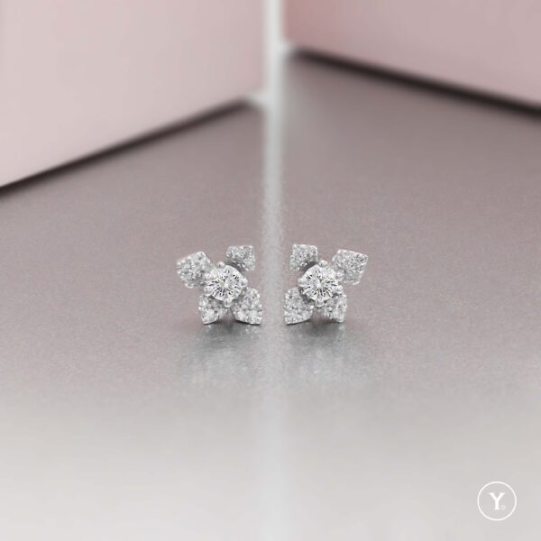Belle Lux :: 18K White Gold Small Stud Earrings with 10pts H&A DEF Diamond - Image 6