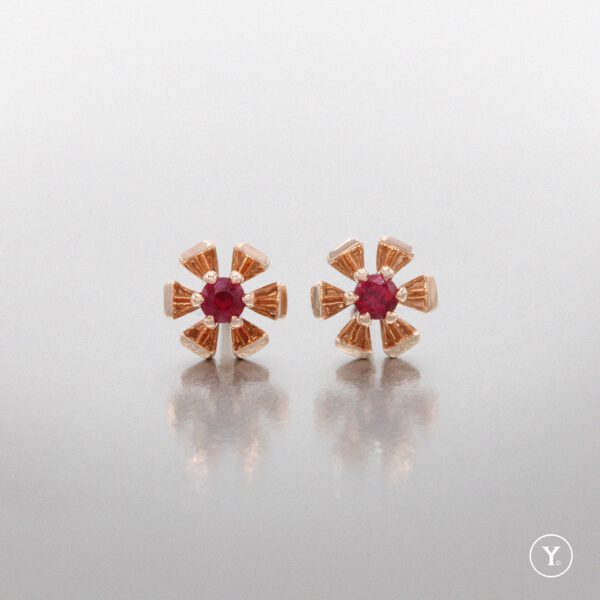 Pink Blossom :: 14K Rose Gold Stud Earrings with Marquise Burmese Ruby