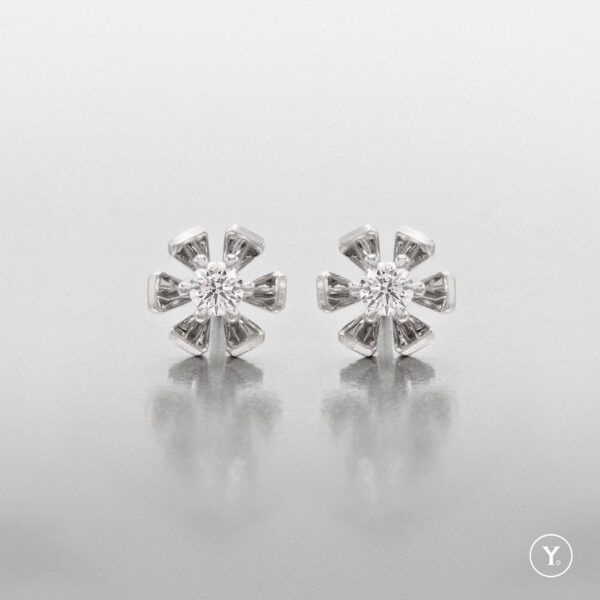 Blossom :: 14K White Gold Stud Earrings with H&A 10pts DEF Diamond