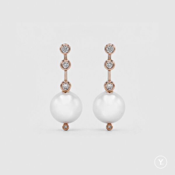 Station Pearl :: Akoya Collection :: Akoya Pearl Earrings in 18K Rose Gold, Solid Gold