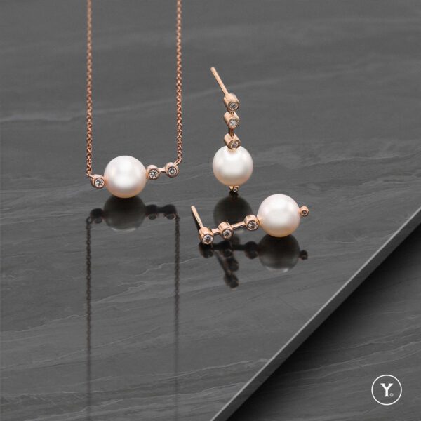 Station Pearl :: Akoya Collection :: Akoya Pearl Earrings in 18K Rose Gold, Solid Gold - Image 5