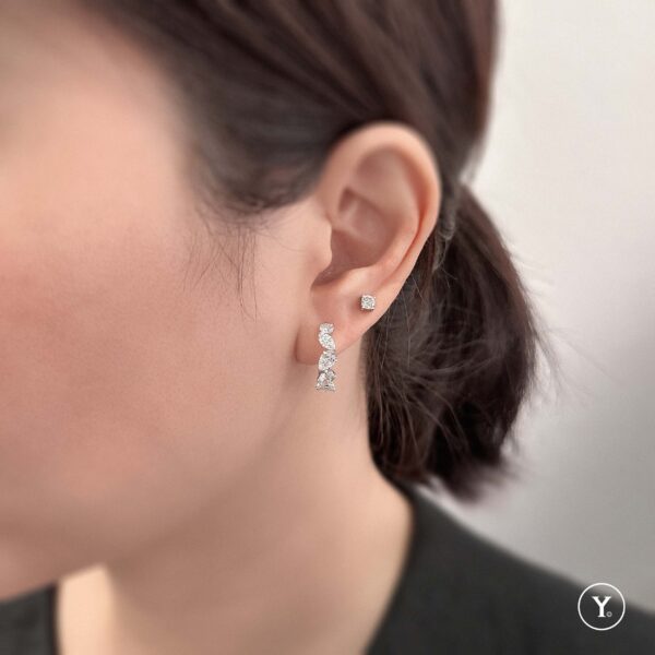Celine :: Luxury Diamond Hoop Earrings, 18K White Gold Solid Gold - Image 3