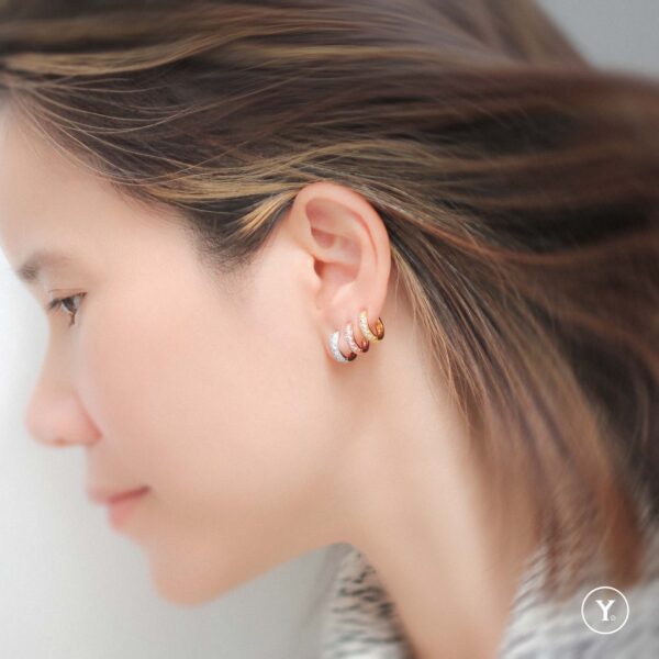 Pally Hoop, 18K Rose Gold Hoop Earrings, Huggie, Solid Gold - Image 5