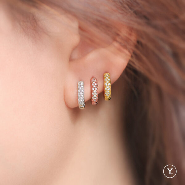 Pally Hoop, 18K Rose Gold Hoop Earrings, Huggie, Solid Gold - Image 2