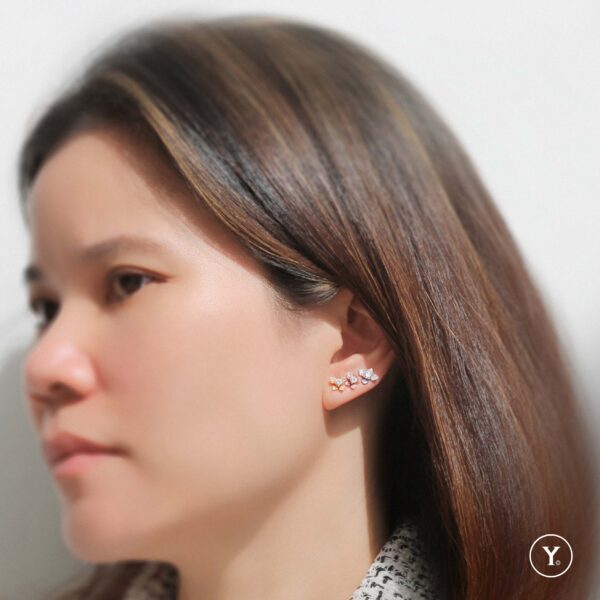 Belle Lux :: 18K White Gold Small Stud Earrings with 10pts H&A DEF Diamond - Image 5