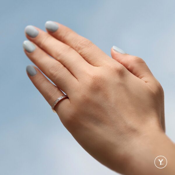 Baguette Diamond Half Eternity Ring in 14K Rose Gold, Solid Gold, Eternity Ring, Eternity Band - Image 4