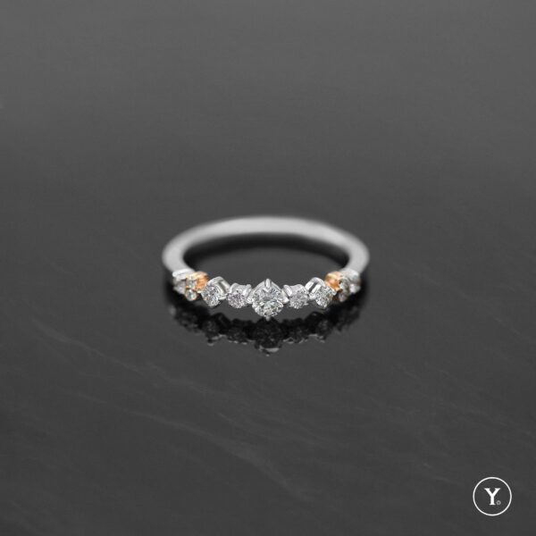 Asymmetry || Diamond Band Ring in 14K Solid Gold, Stacking Ring, Two-Tone, White & Rose Gold