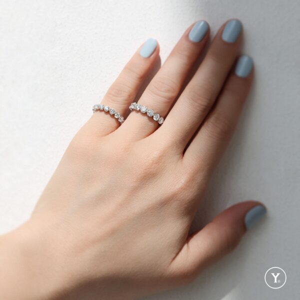 Love IS :: Eternity Ring/Band in 18K White Gold, 3.2mm Round Diamond - Image 4
