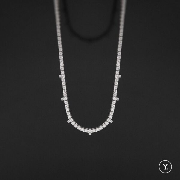 Tiara :: Full Diamond Necklace in 18K White Gold, Solid Gold,