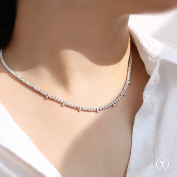 Tiara :: Full Diamond Necklace in 18K White Gold, Solid Gold, - Image 2