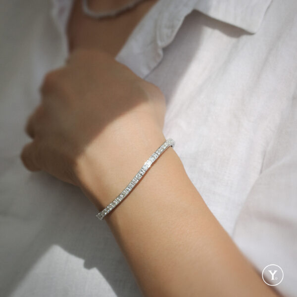 Piazza :: Princess Diamond Tennis Bracelet in 18K White Gold, Solid Gold - Image 3