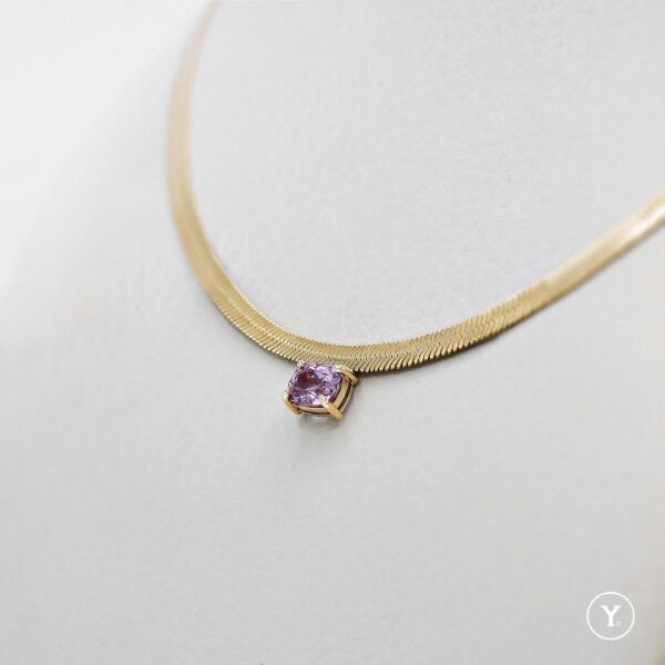Mira :: Pink Spinel Necklace in 14K Yellow Gold, Solid Gold