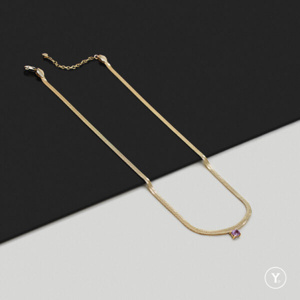 Mira :: Pink Spinel Necklace in 14K Yellow Gold, Solid Gold - Image 2