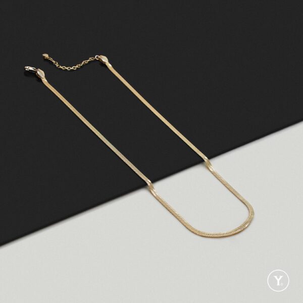 Helena :: Herringbone Necklace in 14K Yellow Gold, solid gold - Image 3