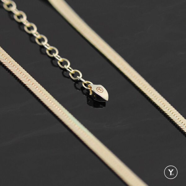 Helena :: Herringbone Necklace in 14K Yellow Gold, solid gold - Image 2