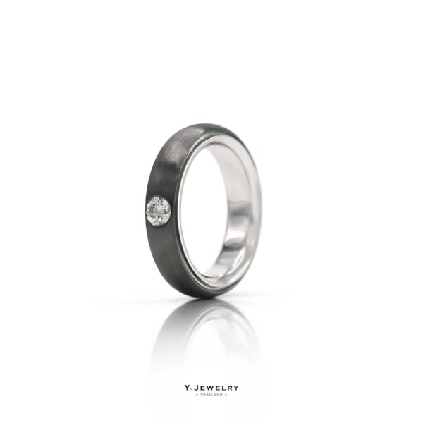 Monsieur :: Wedding Band For Him in Solid Gold with Black Rodium Plate - Image 3