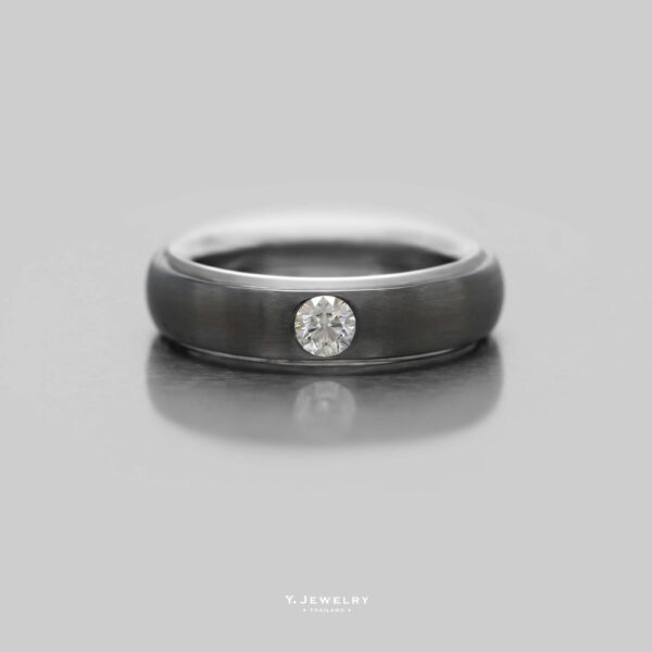 Monsieur :: Wedding Band For Him in Solid Gold with Black Rodium Plate