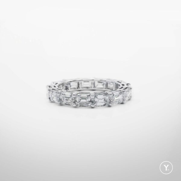 Forever :: Emerald Cut Diamond Eternity Ring/Band in 18K Solid Gold - Image 4