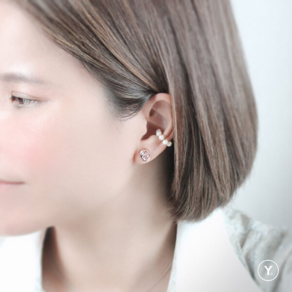 Morganite Bezel Stud Earrings in 14K Solid Gold, Rose Gold - Image 3