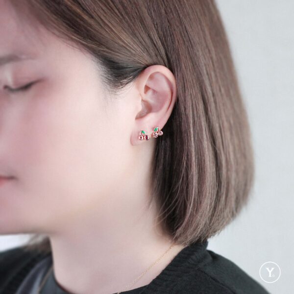 Mes Cherry || Stud Earrings with Ruby in 14K Solid Gold, Rose Gold - Image 5